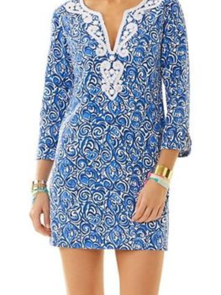 Lilly Pulitzer Juliana Beaded Tunic Dress Womens Medium Nwt Indigo Chasing Tail